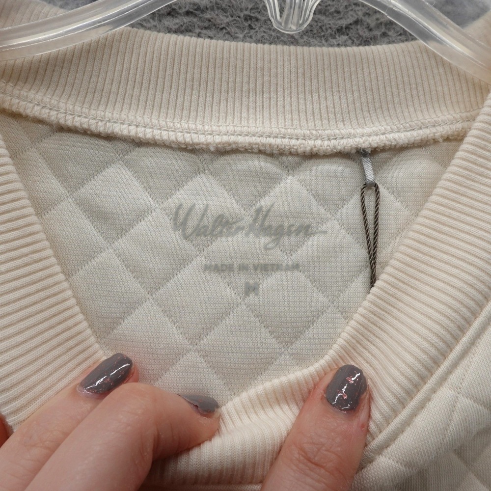 Walter Hagen Clubhouse Quilted Pullover Crew Cream Puff Sleeve UPF 50+ NEW - Picture 5 of 13